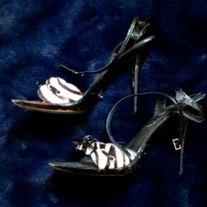 bebe Vintage. Zebra stilletos. Sz 7.5 ankle straps
